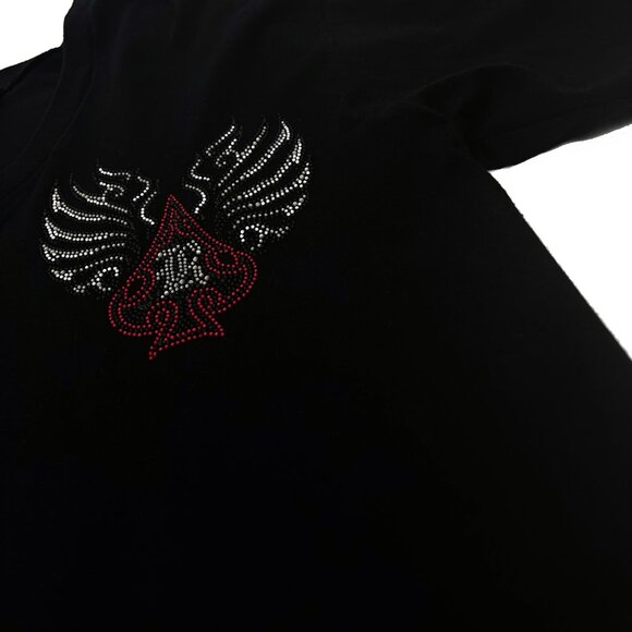 Rawyalty Couture High Roller Vegas Casino Spade Rhinestone Mens L Bling Shirt - Picture 6 of 6